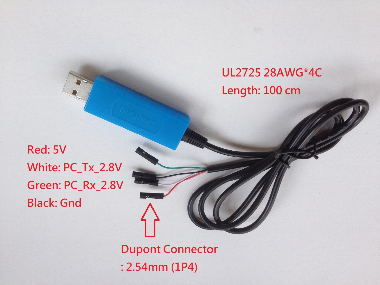 USB to TTL(A公, 帶殼, 2.8V, 杜邦1米) PL2303HXD